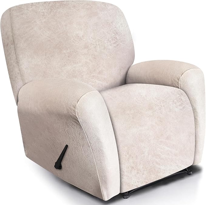 ANARACHON Recliner Chair Covers Leather Look, 4 Pieces Recliner Covers Non Slip