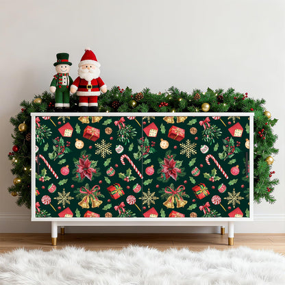 IARTTOP Merry Christmas Wallpaper Peel and Stick Xmas Holiday Poinsettia Contact Paper for Wall Cabinets Christmas Ornament Wallpaper Self-Adhesive for Winter Party Bedroom Holiday Decor(17.3"X118.1")