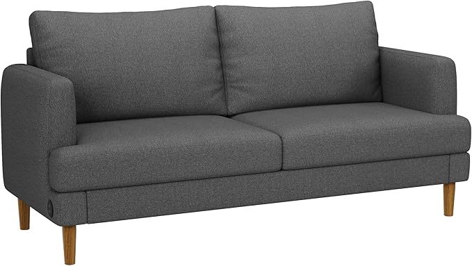 70" Modern Loveseat Sofa with USB Type-C Ports, Linen Fabric 2-Seater Deep Seat