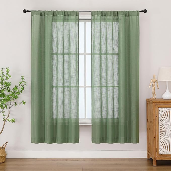 Chyhomenyc Semi Sheer Curtains 63 Inch Length 2 Panels