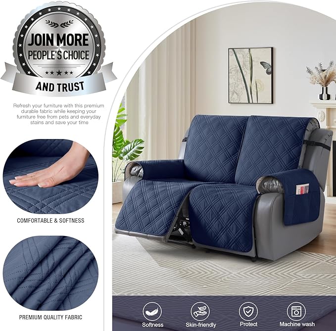 TAOCOCO 100% Waterproof Oversized Loveseat Recliner Cover, Non Slip Split Couch