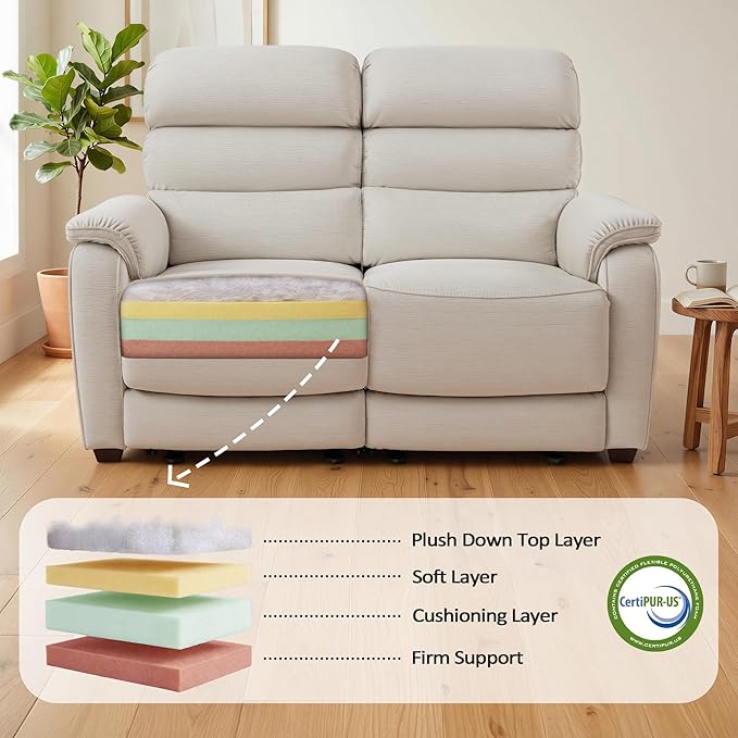 MCombo 61.6'' Wall Hugger Power Loveseat Recliner, Reclining Loveseat