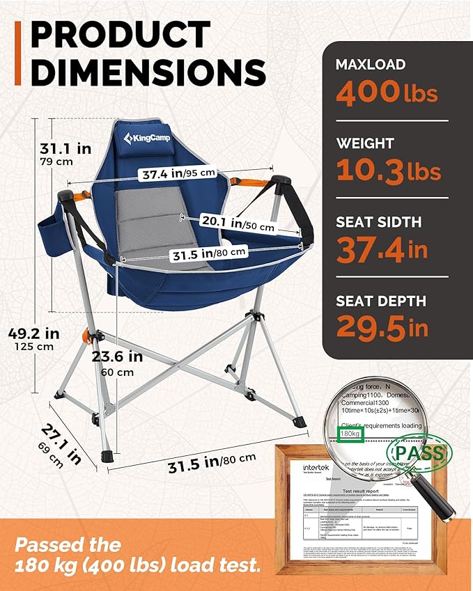 KingCamp Hammock Camping Chair, Swinging Portable Camp Chairs