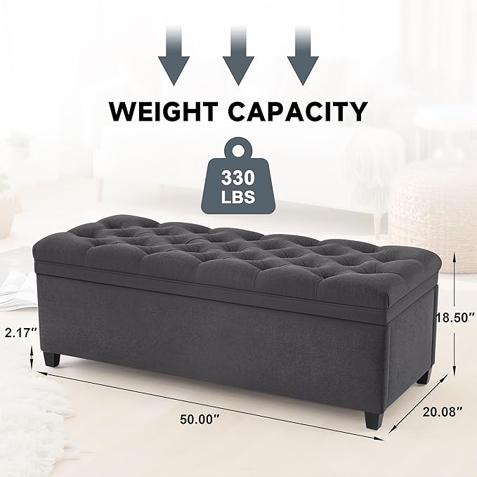 Mangodan 50" Storage Ottoman Bench, Tufted Ottoman
