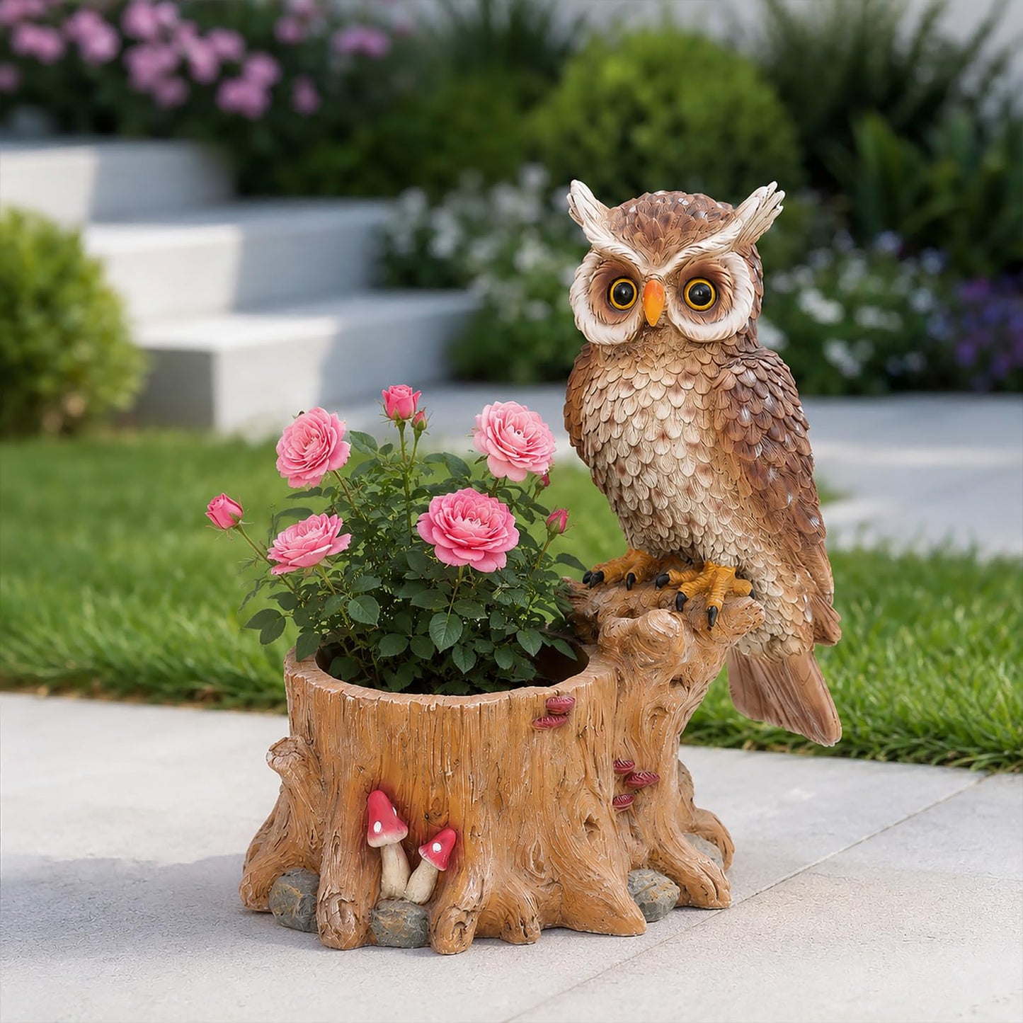 Cute Owl Succulent Plant Pot - Durable Resin Animal Planter with Drainage Hole, Decorative Flower Vase for Indoor Outdoor Desktop Garden, Unique Owl Gifts for Bird Lovers, Cactus Pot for Home Office