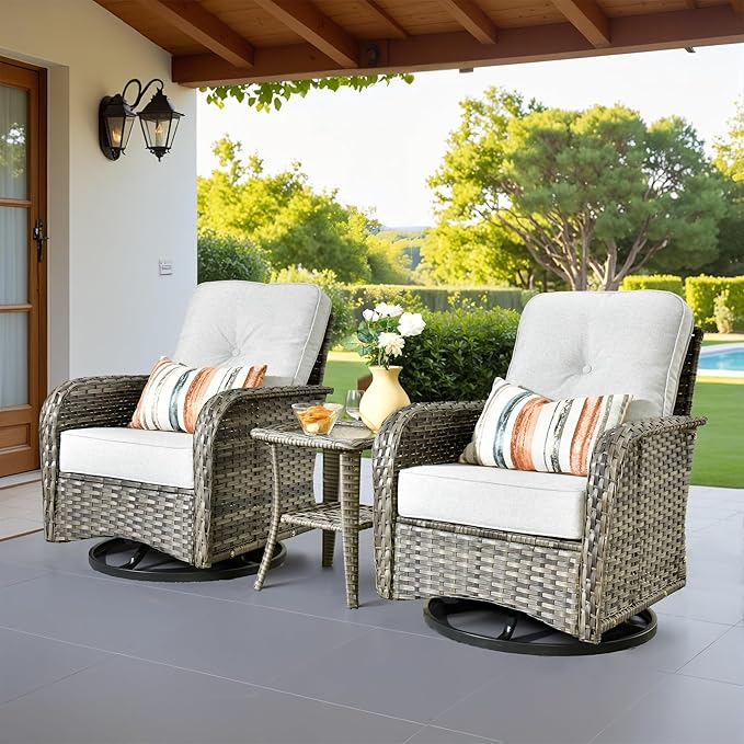 Weaxty Outdoor Swivel Rocker Patio Chairs, 3 Pieces Patio Furniture Set