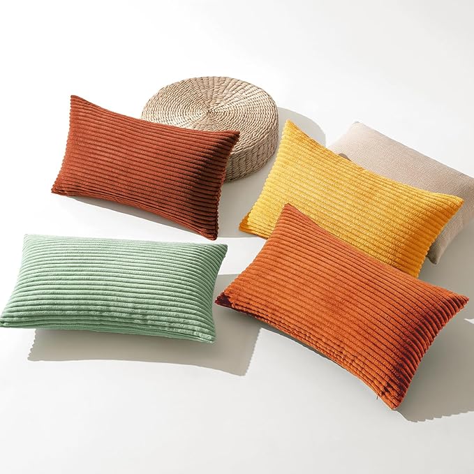 MIULEE Decorative Throw Pillow Covers 12x20 Inch Set of 4, Vibrant Cushion