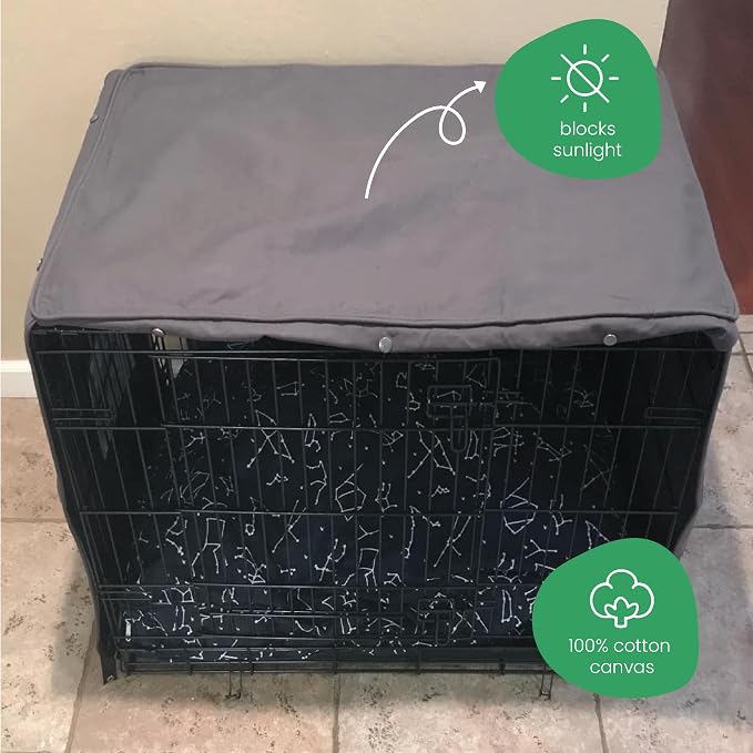 Molly Mutt I'm a Realist Dog Crate Cover, 100% Cotton Canvas Cover with 2 Roll-Up Panels, Ideal for Dog or Cat Crate, Durable, Washable, and Free of Harmful Chemicals, 24" x 18" x 21"