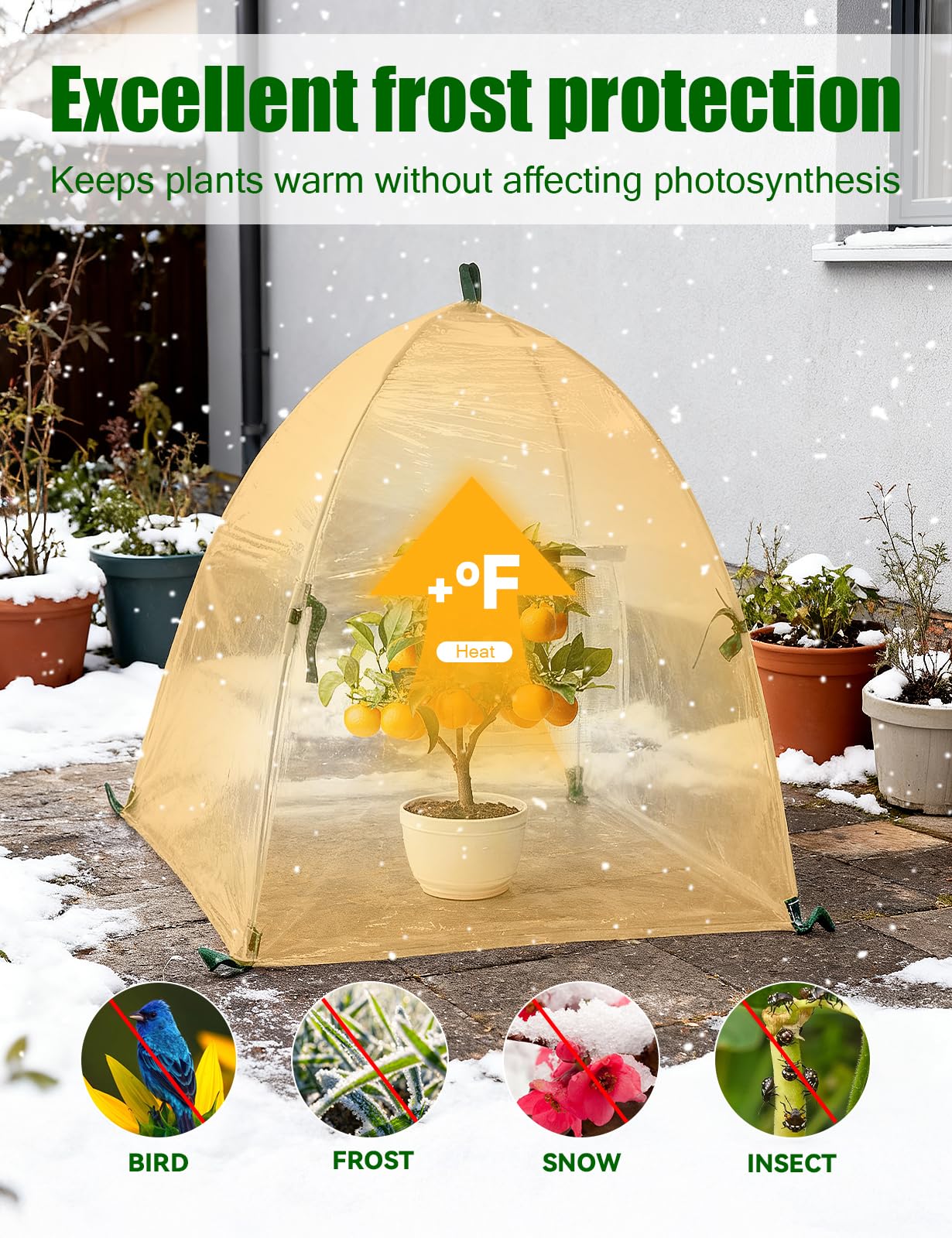 2 Pack Plant Covers Freeze Protection, Winter Plant Covers with Stakes, Clear Outdoor Garden Frost Cover, Portable Plant Flowers Mini Greenhouse Cover for Outdoor & Indoor Use