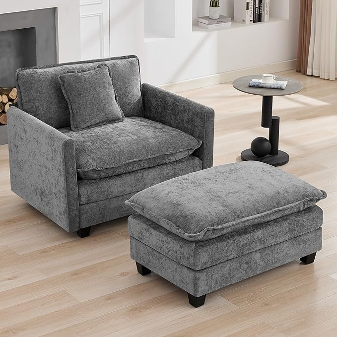WUTUTUEE 41'' Modern Chenille Oversized Chair, Upholstered Accent Living Room