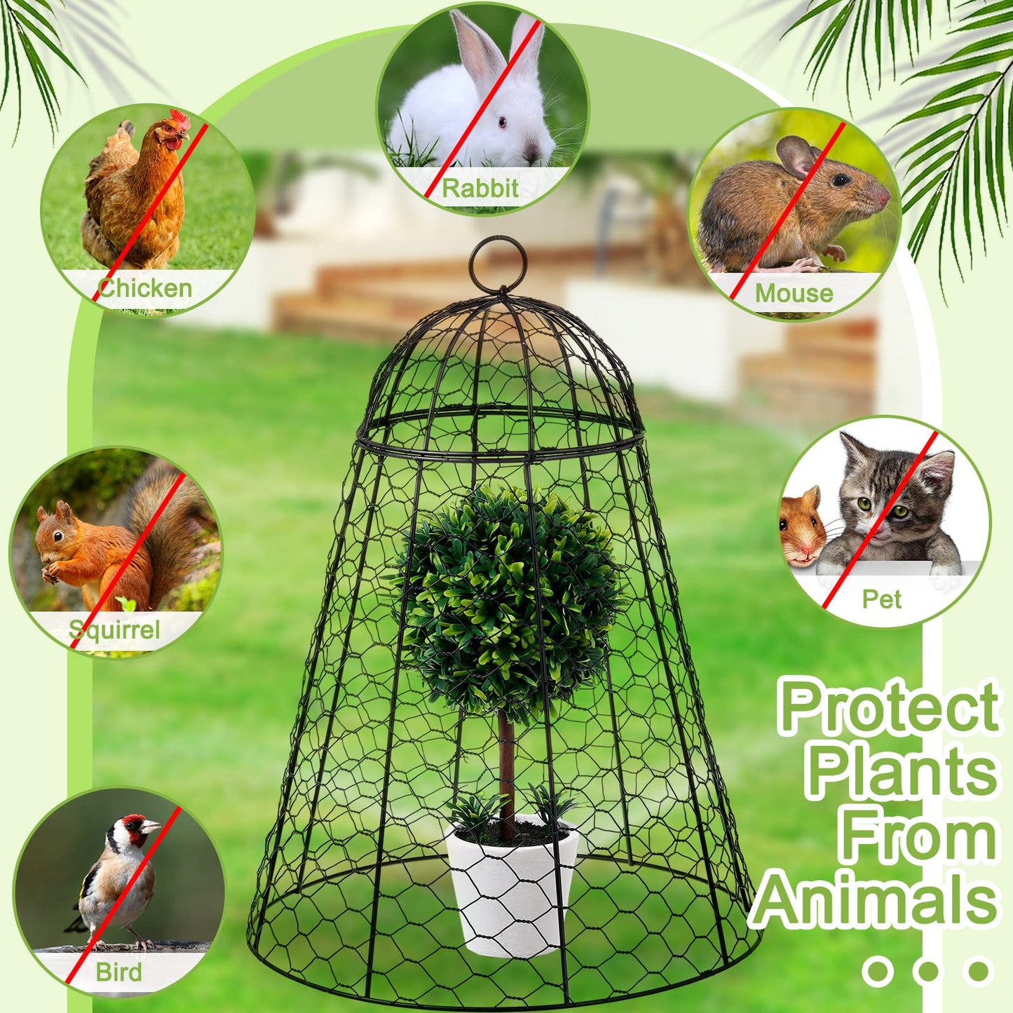 12 Pack Garden Chicken Wire Cloche, 12" W x 15.7" H Plant Protectors and Covers, Wire Garden Cloches from Animals, Metal Cage Plant Protection, Strong and Not Easy to Deform, No Assembly Required