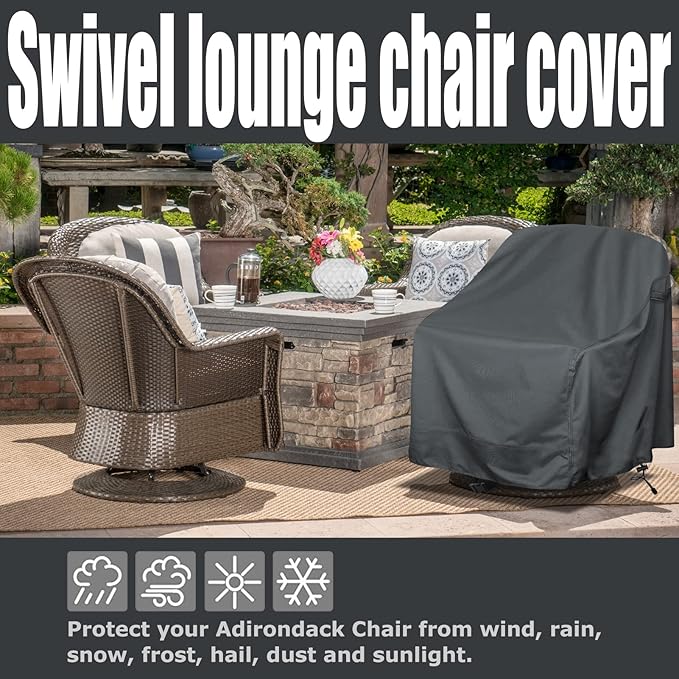 Outdoor Swivel Lounge Chair Cover 2 Pack, Fits to Lawn Patio Chairs, 420D