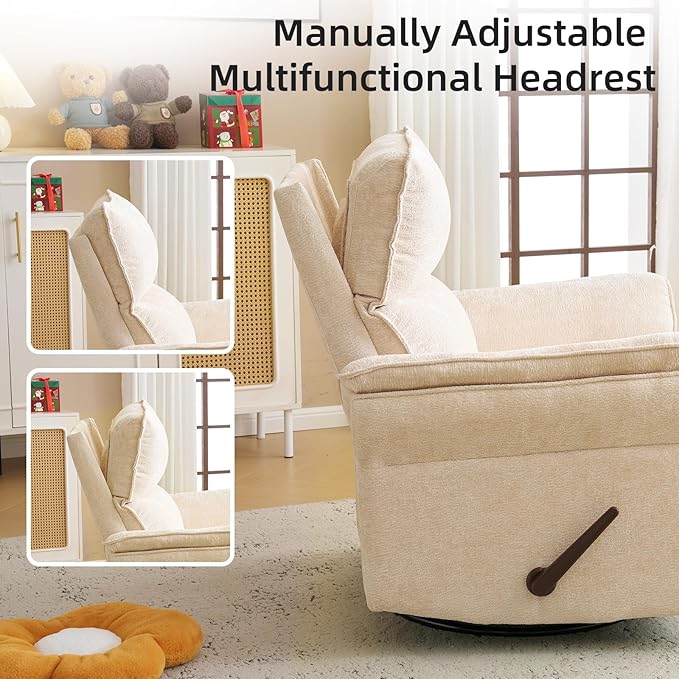 Oversized Recliner Chair, Chenille Glider Rocking Nursery Chair