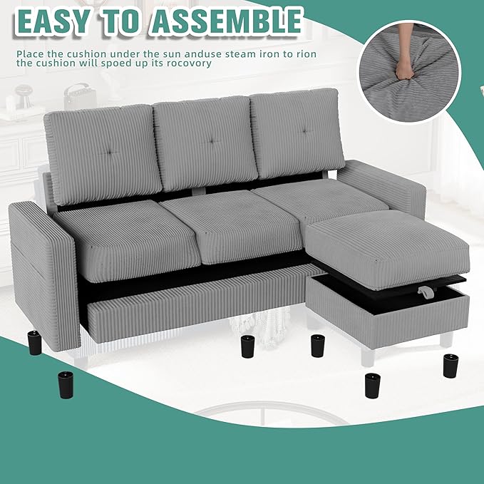 SUNLEI Convertible Sectional Sofa