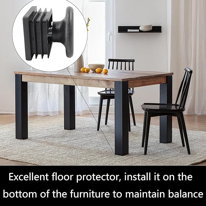 8Pcs Adjustable Leveling Feet 38 x 38mm Square Insert Kit Furniture Glide