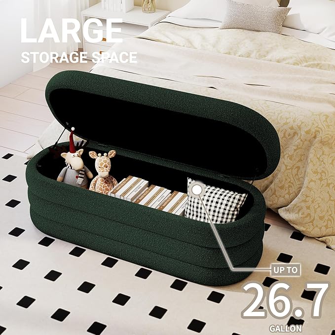 Busaurus Storage Ottoman Bench 49.2 Inch Upholstered Fabric Storage Bench