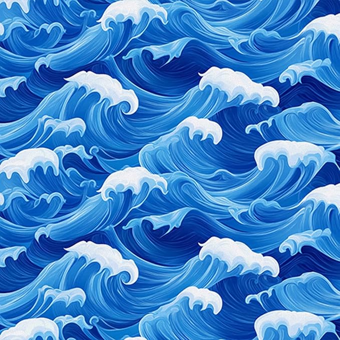 HOMETITUTE Ocean Blue Wave Pattern Wallpaper Peel and Stick Self Adhesive Vinyl