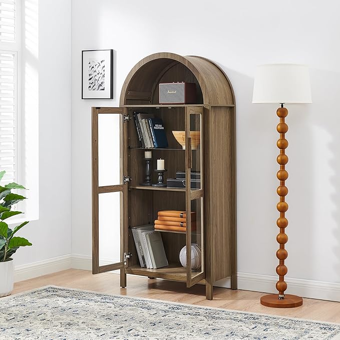 67" Tall Display Cabinet with Glass Doors, Glass Display Case Storage Cabinets