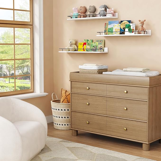 Forbena Floating Shelves for Wall 24 Inches Long, Modern White Wall Shelving
