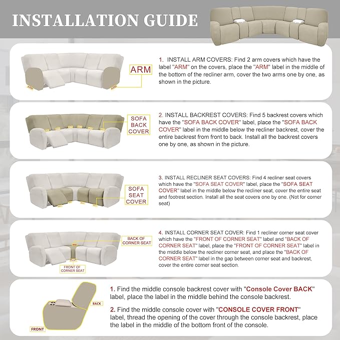 100% Waterproof Sectional Recliner Couch Covers