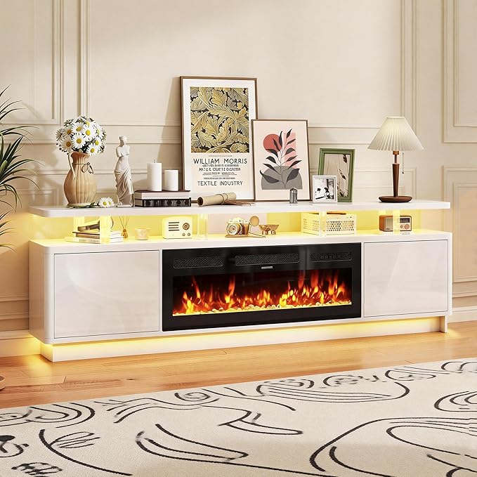 MXV 70" Fireplace TV Stand for TVs up to 80", Entertainment Center