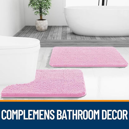 OLANLY Bathroom Runner Rugs 47x20, Extra Soft Absorbent Chenille Bath Rugs, Rubber Backing Quick Dry, Machine Washable Long Bath Mats for Bathroom Floor, Tub and Shower, Home Decor Accessories, Pink