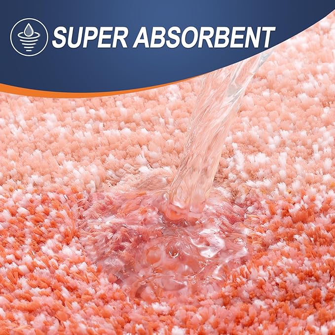 OLANLY Bathroom Runner Rugs Mat 47x17, Extra Soft Absorbent Microfiber Bath Rugs, Rubber Backing, Quick Dry, Washable Long Bath Mats for Bathroom Floor, Tub and Shower, Home Decor Accessories, Coral