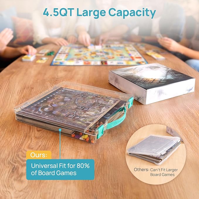 Vtopmart 3 Pack Board Game Storage with Handle and Snap-Tight Latch Lid, Craft Organizer Fit 12" x 12" Papers, Stackable Clear Storage Box for Scrapbook Storage, Art Supply Storage, Puzzle Storage