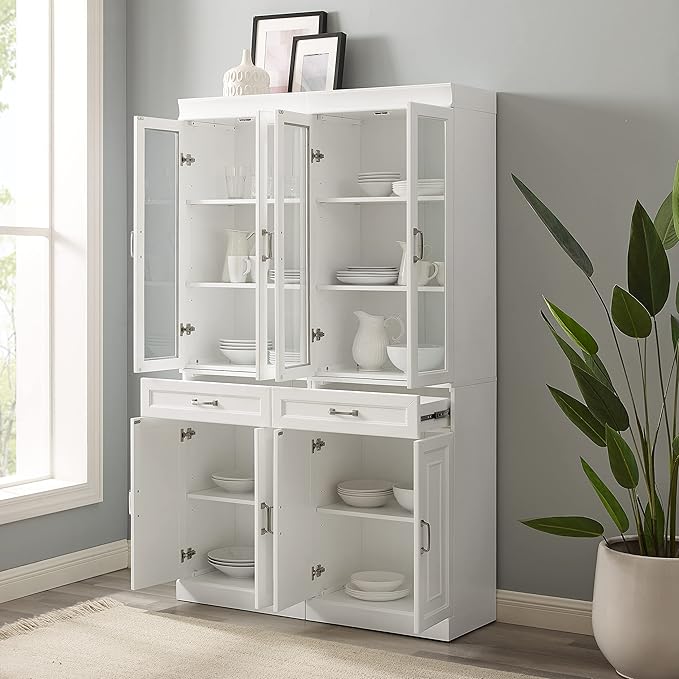 Crosley Furniture Stanton 2-Piece Glass Door Kitchen Storage Pantry Cabinet