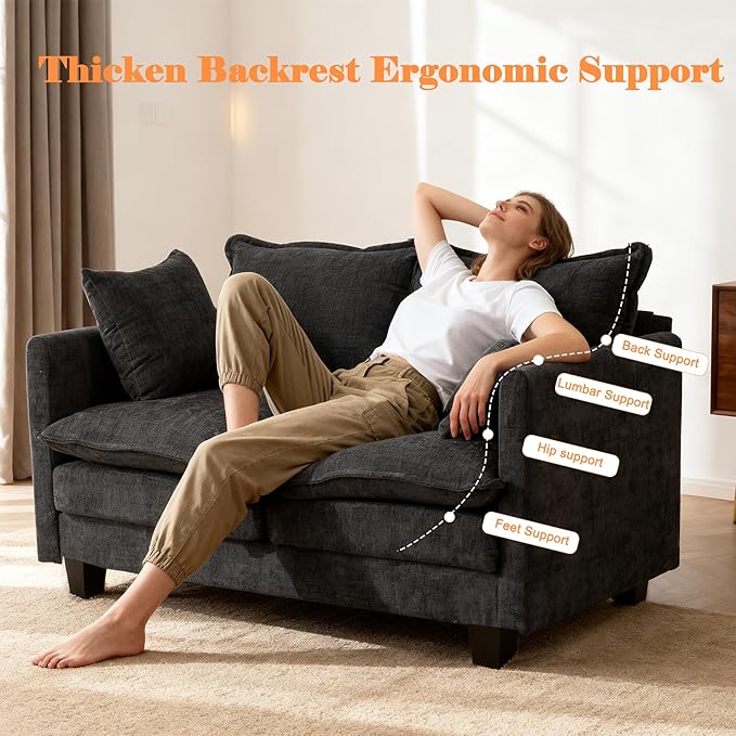 Loveseat Sofa Cloud Sofa Couch 50'', Modern Loveseats 2 Seat Couch 27" Deep Seat