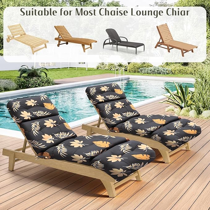 EverPine Outdoor Chaise Lounge Chair Cushion 74.4 x 22.8 x 4.7 Inch, Patio