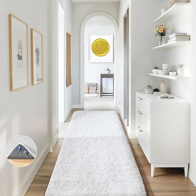 Ophanie Runner Rug for Hallway, 2x6 Washable Non-Slip Fluffy Soft Bedside Rugs