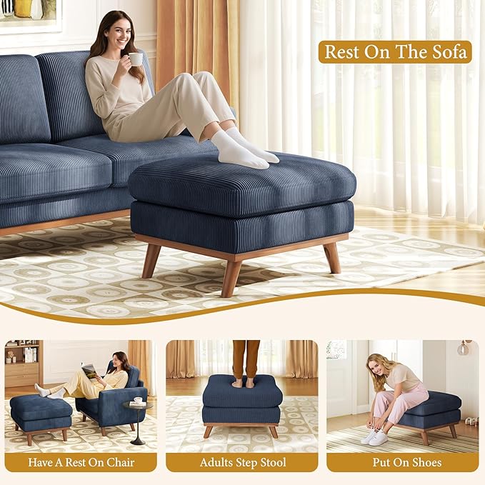 Vesgantti Large Ottoman for Modular Sofa, 29.5" Corduroy Ottoman