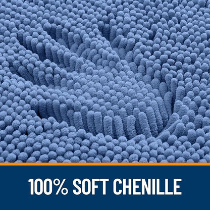 OLANLY Large Bathroom Rugs 59x35, Soft Absorbent Chenille Bath Rugs, Rubber Backing Quick Dry, Machine Washable Bath Mats for Bathroom Floor, Tub and Shower, Home Decor Accessories, Cornflower Blue