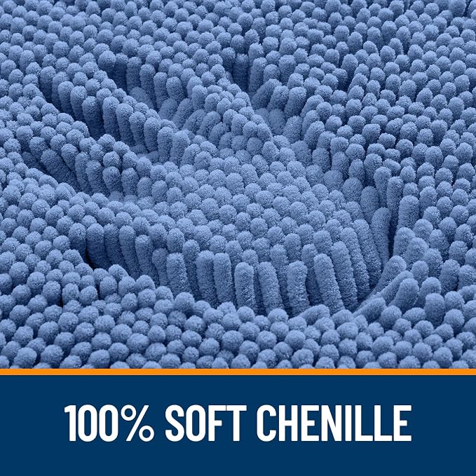 OLANLY Bathroom Rugs 35x24, Extra Soft Absorbent Chenille Bath Rugs, Rubber Backing Quick Dry, Machine Washable Bath Mats for Bathroom Floor, Tub and Shower, Home Decor Accessories, Cornflower Blue
