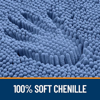OLANLY Large Bathroom Rugs 50x30, Soft Absorbent Chenille Bath Rugs, Rubber Backing Quick Dry, Machine Washable Bath Mats for Bathroom Floor, Tub and Shower, Home Decor Accessories, Cornflower Blue