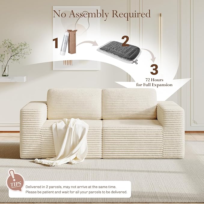 Vesgantti 80" Modular Sectional Sofa, Corduroy Cloud Couch