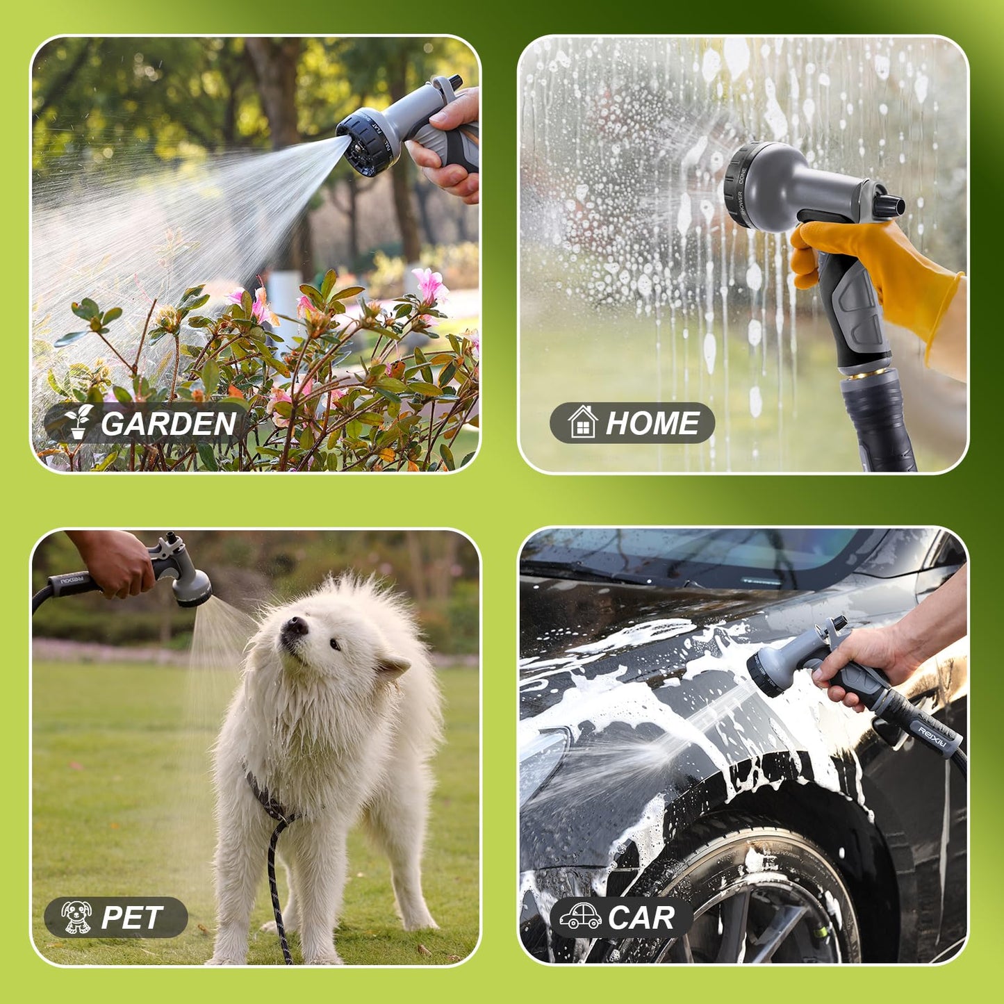 Relxitl Garden Hose, Flexible Water Hose, Ultra Lightweight Non-Expanding hose with 10 Function Sprayer, Leak proof, Pressure Resistant for Yard, Outdoor (Black, 50FT)