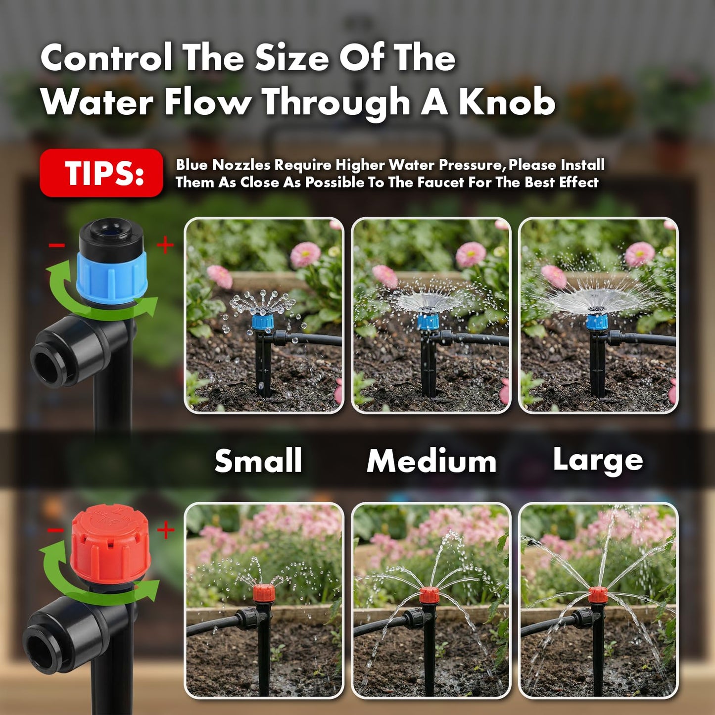 Drip Irrigation System 230FT Quick-Connect Drip Irrigation Kit with 1/4 inch 1/2 inch Irrigation Tubing Hose and Accessories for Lawn Raised Bed Greenhouse Plant Watering System
