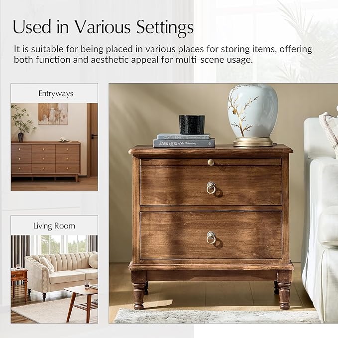 HULALA HOME Solid Wood Storage End Tables
