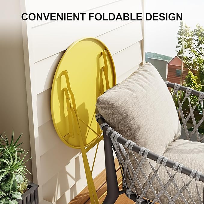 3-Piece Folding Bistro Set, Outdoor Patio Furniture Set