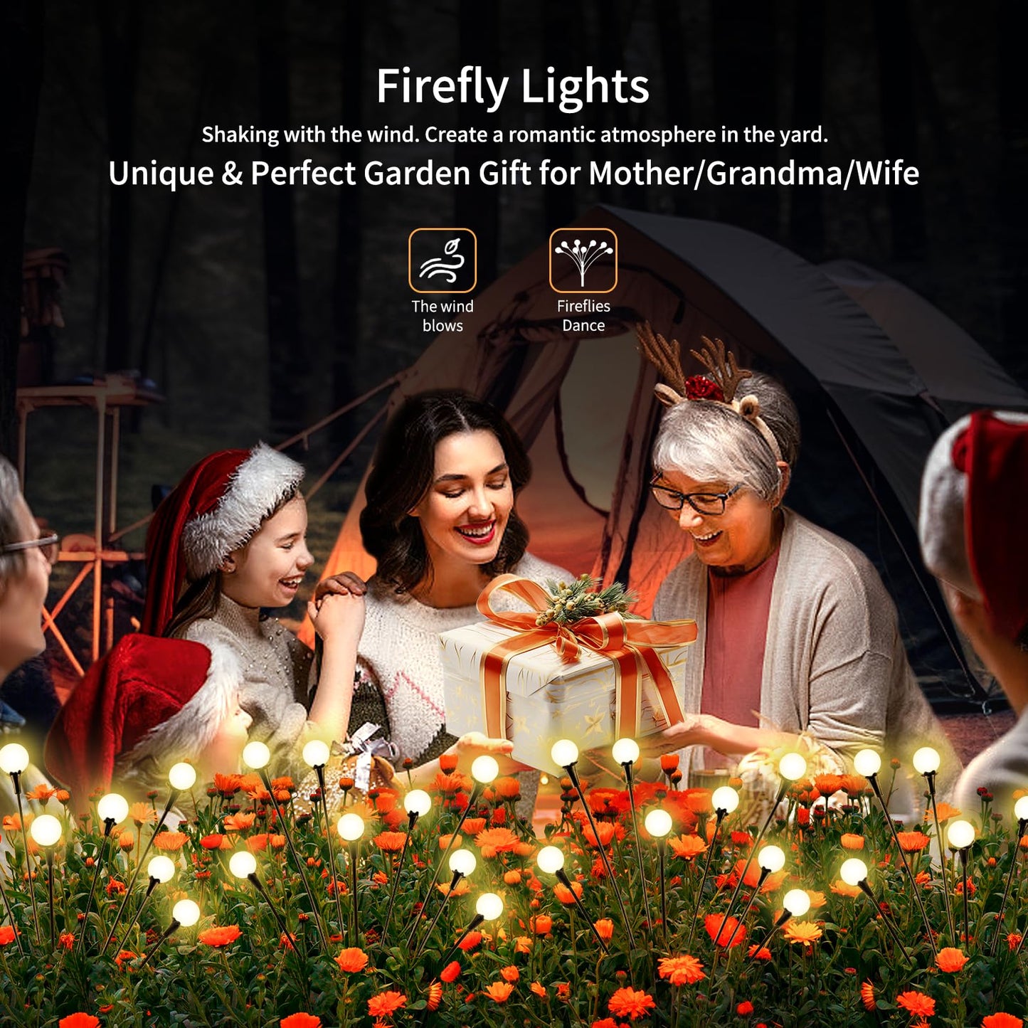 vignuto Solar Lights Outdoor Waterproof, 8 Packs 64LED, Solar Garden Lights, Garden Decor, Patio Decor, Unique Gifts for Women, Gifts for Grandma