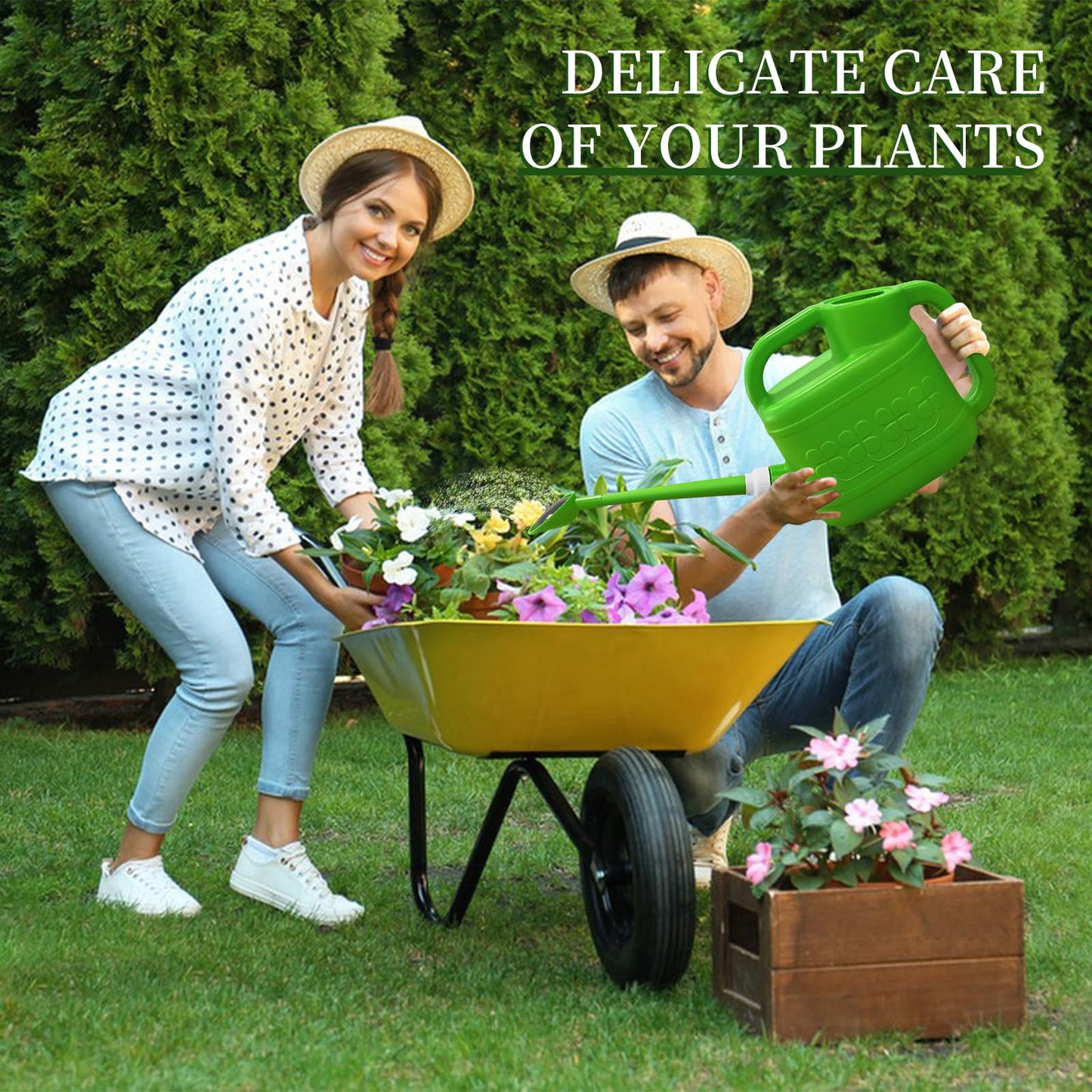 2 Gallon Watering Can for Outdoor Plants, Modern Watering Cans for House Plant Garden Flower, Plastic Watering Cans with Removable Nozzle and Long Spout