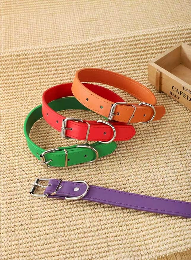 Green Soft Leather Dog Collar for Small,Medium, Large Dog, Comfortable and Adjustable(Wide: 0.95'' for Dog's Neck: 13''~18'', Green, L)