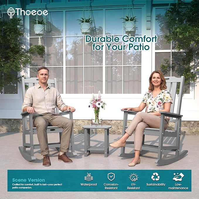 THOEOE Oversized Rocking Chair Set of 8, Outdoor Rocking Chair