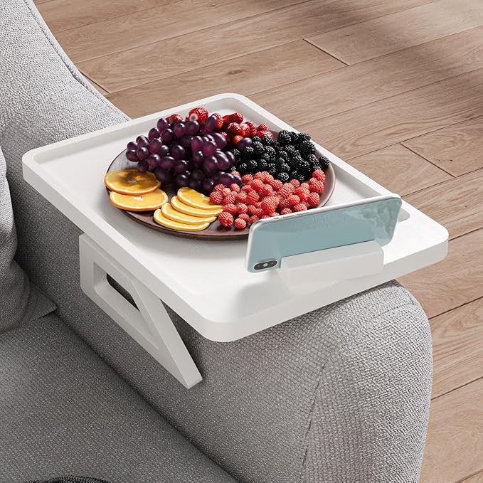 Couch Arm Tray with 360°Phone, Bamboo Folding Sofa Tray, Sofa Armrest Trays