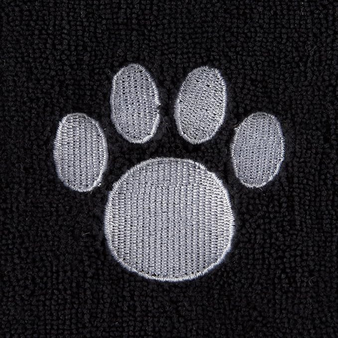 Bone Dry Pet Grooming Towel Collection Absorbent Microfiber X-Large, 41x23.5, Embroidered Black (Pack of 12)