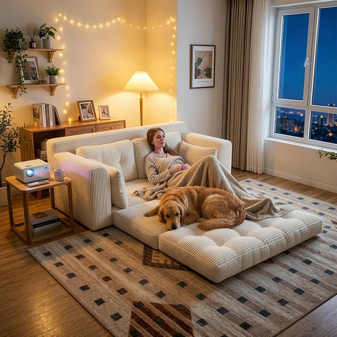 Homkdom Boneless Loveseat, Convertible Folding Sofa Bed, Pull Out Sleeper Sofa