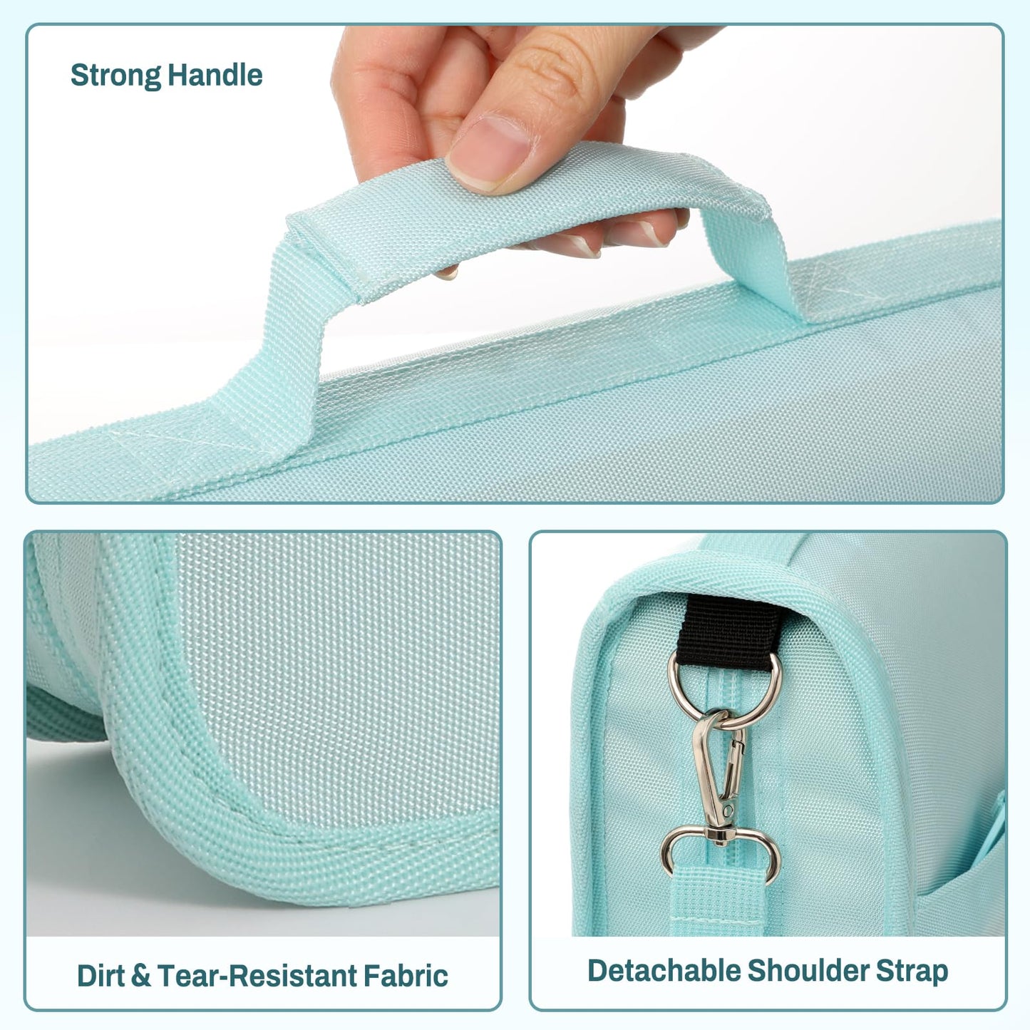 SUNEE Zipper Binder 3 Ring, 3 Inch O-Ring with Handle and Shoulder Strap, 600-Sheet Capacity, 5-Tab Expanding File Folder, Multi-Pockets for Middle School Organizer Binder with Zipper, Sky Blue