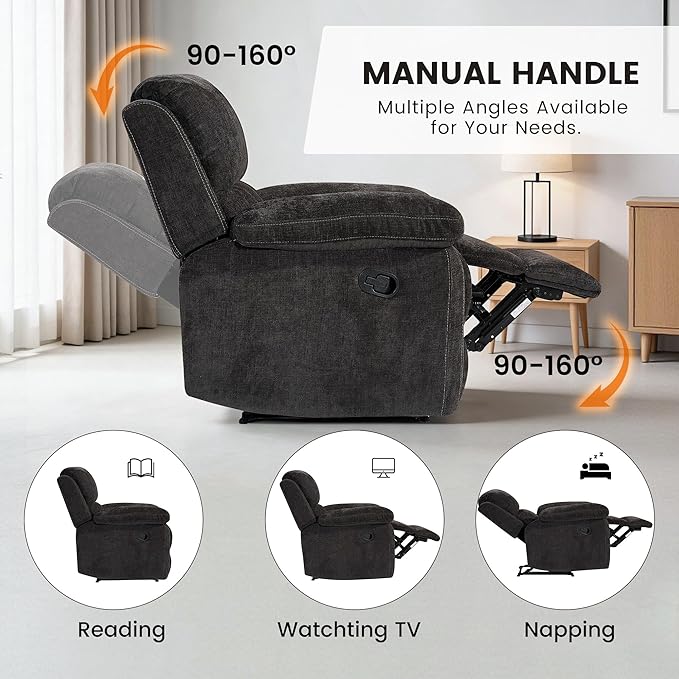 Betsy Furniture Modern Fabric Recliner Sofa Set, Loveseat w/Console, Recliner